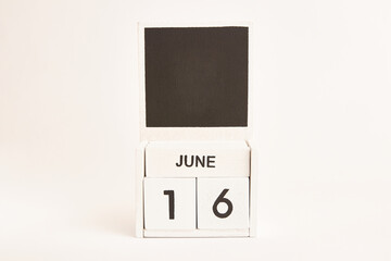 Calendar with the date June 16 and a place for designers. Illustration for an event of a certain date.