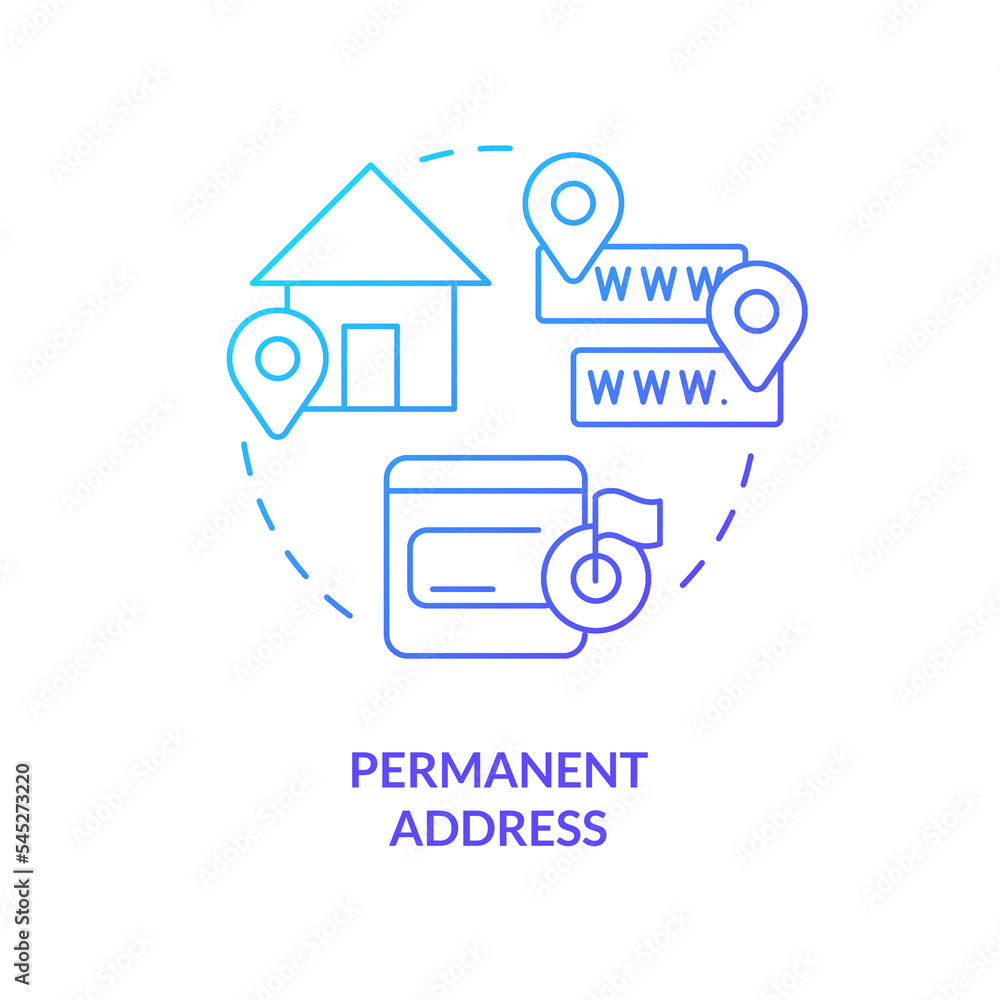 Poster permanent address blue gradient concept icon. receiver contacts. save po box name after move. recipi