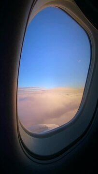  View of the clouds from the airplane window