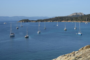 Plage de la courtade et pointe de Lequin, &icirc;le de Porquerolles, &icirc;le d'Hy&egrave;res, Var, France