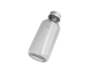 Blank Clear Glass Dropper Bottle & Aluminium Cap with transparent background. 3D render.
