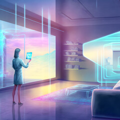 augmented reality, furniture, mixed reality, room, chair, table, architecture, 