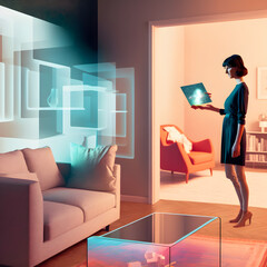 augmented reality, furniture, mixed reality, room, chair, table, architecture, 