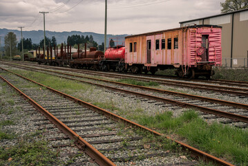 Fototapeta na wymiar Port Alberni, British Columbia Canada Rail yard