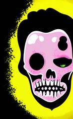 Fototapeta premium Illustration of zombie or demon face in vintage retro style. Old fashioned zombie portrait