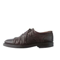 brown worn men's brogues on transparent background close-up classic men's shoes mockup