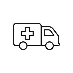 Ambulance truck icon line style isolated on white background. Vector illustration