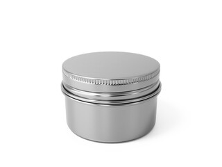 Aluminum cosmetic jar packaging with transparent background. 3d render.