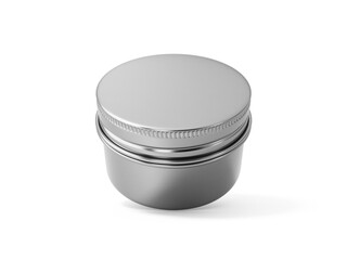 Aluminum cosmetic jar packaging with transparent background. 3d render.