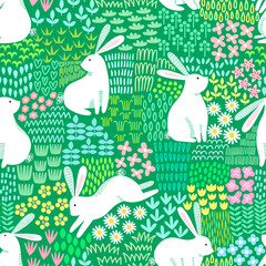 Easter rabbit vector  seamless pattern - 545281093