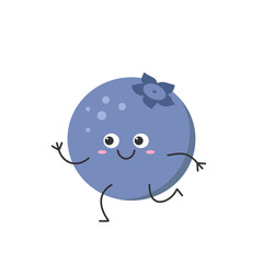 Blueberry run cute character cartoon delicious berry smile face kawaii joy happy cheerful emotions icon vector illustration.