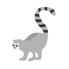 Lemur cute cartoon lemur. Vector illustration of an African animal isolated on white
