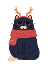 christmas cat with horns