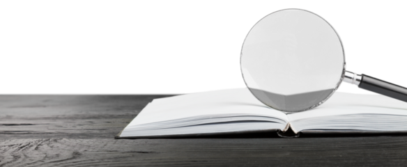 Book Page and Old-Fashioned Magnifying Glass