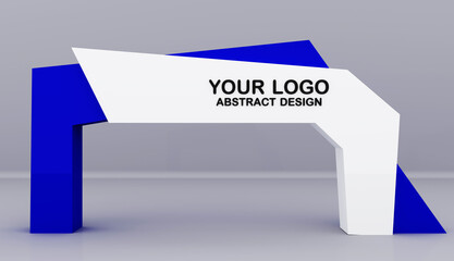 Arch design.Event arch or entrance gate mockup template of entry or welcome archway, 3D design. Event arch for sport marathon start and finish gate, exhibition or expo entrance stand frame mock up