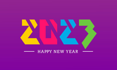 Happy new year logo 2023 with colorful creative concept