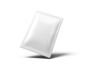 Blank sachet pouch packaging with transparent background. 3d render.