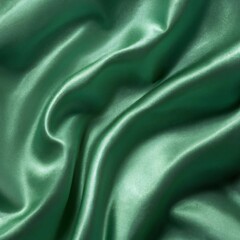 Green rippled silk fabric material texture closeup	
