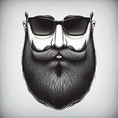 Manly face, man with a beard, mustache and glasses, lumberjack style, movember, no shave isolated illustration