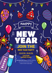 colorful new year invitation poster shape illustration design