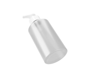 Blank Clear Plastic Soap Dispenser Bottle packaging with transparent background. 3d rendering.