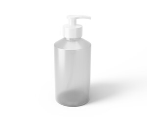 Blank Clear Plastic Soap Dispenser Bottle packaging with transparent background. 3d rendering.