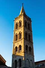Fototapeta na wymiar Bell tower of St. Anastasia Cathedral. Zadar, Croatia.