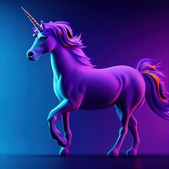 Naklejka na ściany i meble Purple unicorn galopping in the wind