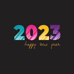 Realistic Happy New Year 2023 celebration design