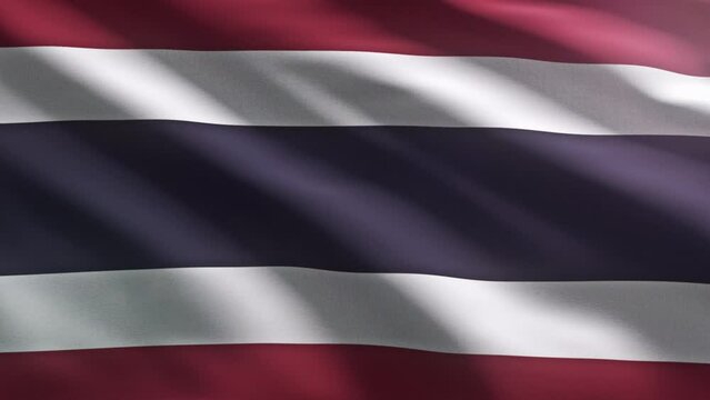 National flag of the Southeast Asian Kingdom of Thailand. Fluttering national flag ensign of Thailand with five horizontal lines. Thailand country state flag in red white blue colours. National symbol