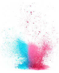 Abstract powder splatted. Colorful powder explosion on white background. Colorful dust explode.