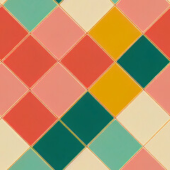 Seamless Pattern Retro Squares. AI generated digital art illustration.
