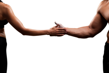 Bodybuilding hands of a young couple. Crossfit fitness, bodybuilding concept