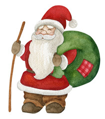  Cute Santa Claus. Watercolor hand drawn - 545289607