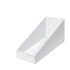 Illustration of Holding craft Box POS POI for Design, Website, Background, Banner. Folding package Blank Displays Template. Empty Fold pack for your brand on it