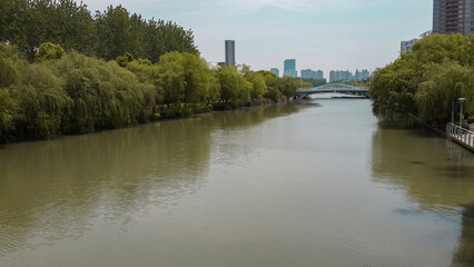 Towers built by the river in Shanghai, China