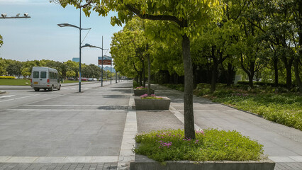 Naklejka premium Urban walking in Shanghai on a quiet day in China