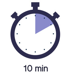 Stopwatch 10 min. Clock quick number icon.