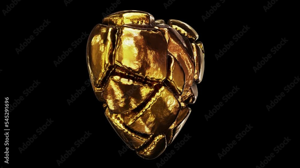 Aufkleber realistic looping 3d animation of the heart-shaped spinning shining precious gold nugget rendered in