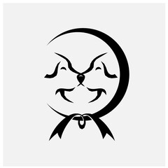 Dog love heart animal logo vector illustration. Creative Dog logo inspiration