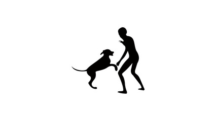 Fototapeta na wymiar boy with dog, silhouette