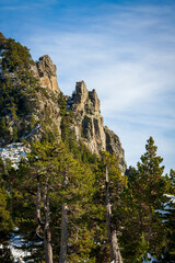Chamrousse France 06 11 2022 winter hike around Lac Achard, pretty mountain lake located at 1917...