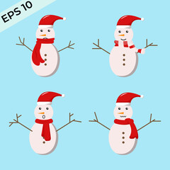 Christmas Snowman Collection. vector eps 10. easy to edit
