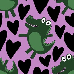 Animals cartoon seamless crocodile dinosaur dragon pattern for wrapping paper and fabrics and linens and packaging