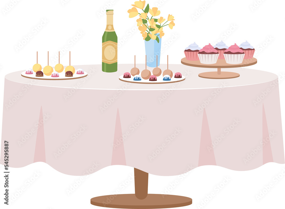 Poster table for celebration semi flat color raster object. full sized item on white. interior element. par