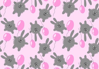 Cartoon animals seamless rabbit bunnies pattern for wrapping paper and fabrics and linens and kids clothes print