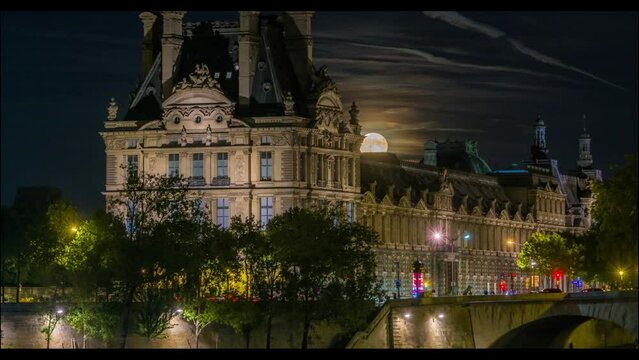 Moonrise behind the Louvre
