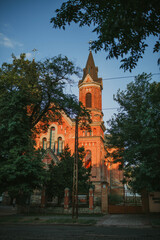 Obraz premium South Ukraine, Mykolaiv - August 21, 2021: Catholic temple. Church of St. Joseph. The city before the war..