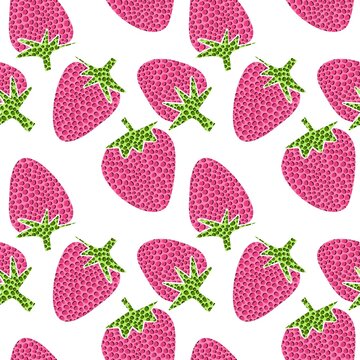 Cartoon fruit polka dots seamless strawberry pattern for summer fabrics and linens and wrapping paper