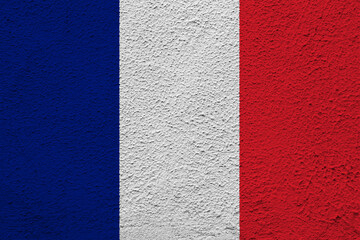 Flag of France on a textured background. Concept collage.